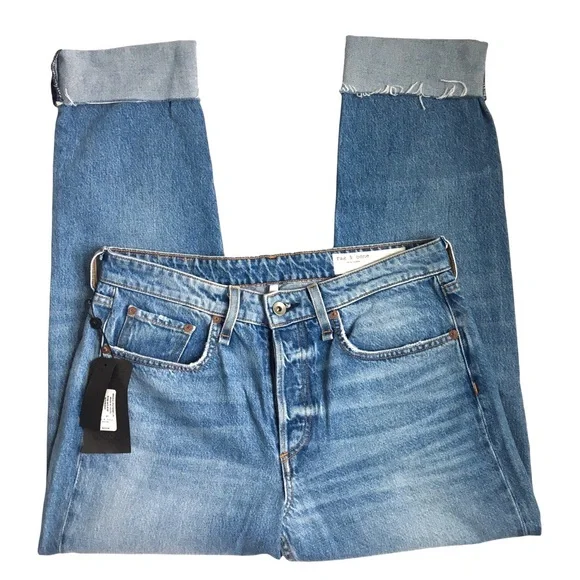 Rag & Bone Rosa Mid-Rise Boyfriend Relaxed Fit Denim Jeans In Jones Wash Size 31 - Picture 4 of 17